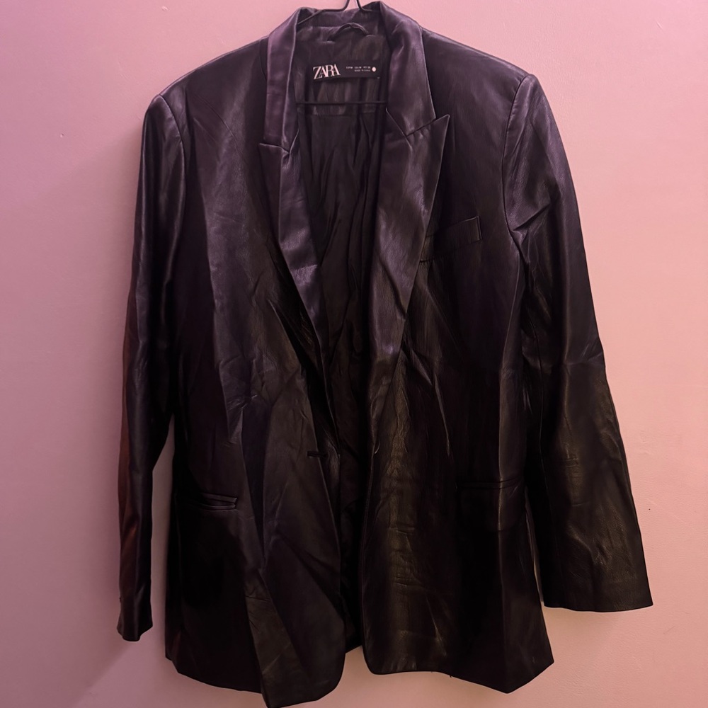 Zara faux leather blazer